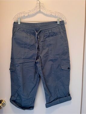 Women's Slate Blue Cargo Shorts with Drawstring Waist